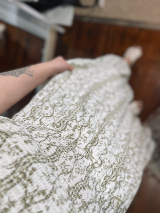 Olive Vine Smocked Midi Dress