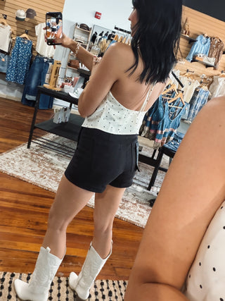 Satin Polka Cowl Neck Halter