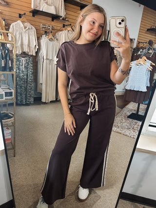 Lace Detailed Athleisure Set - Brown