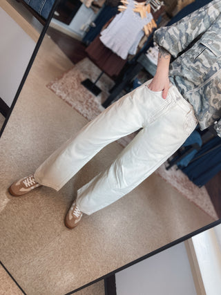 Ivory Barrel Stitch Jeans