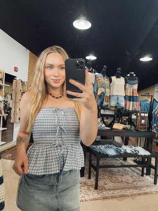 Sweet Blue Strapless Top