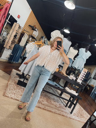 RISEN Crop Willow Embroidered Jeans