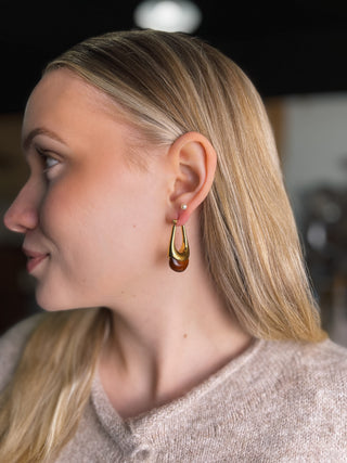 Gold & Amber Dangle Teardrop Earrings