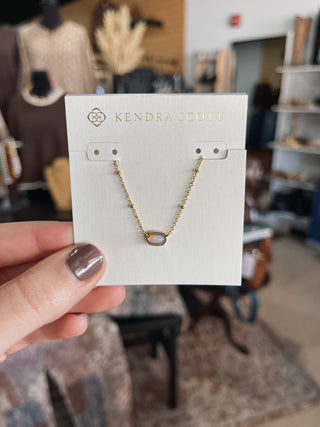 Kendra Scott - Mini Elisa Gold Satellite Short Pendant Necklace - Pink Opalite