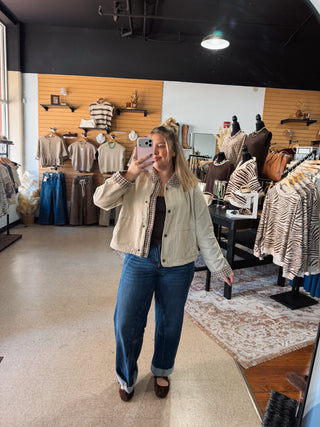Gingham Contrast Canvas Jacket