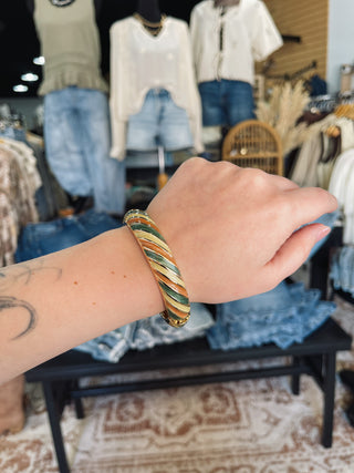 Earth Tone Striped Cuff Bracelet