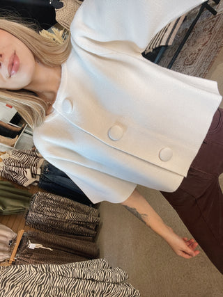 Elegant Ivory Oversized Button Top