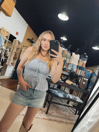 Sweet Blue Strapless Top