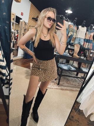 Leopard Asymmetrical Wrap Skort