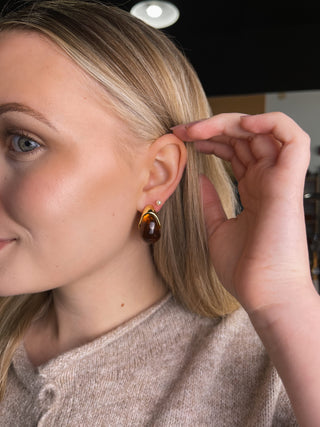 Gold & Amber Statement Hoop Earrings