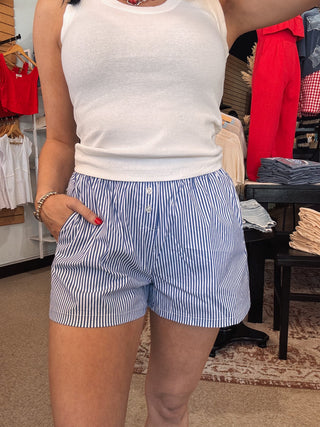 Blue Pinstripe Everyday Shorts