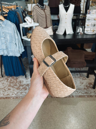Sand Woven Mary Janes