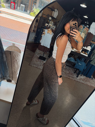RISEN Dark Leopard Drawstring Jeans