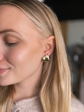 Gold Hammered Angled Stud Earrings