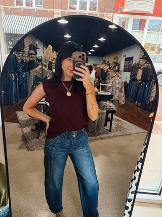 Maroon Sleeveless Knit Sweater