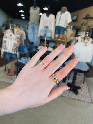 Delicate Crossed Band Ring