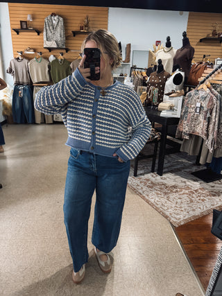 Dusty Blue Open Knit Cardigan