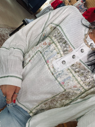 Sagewood Patchwork Top