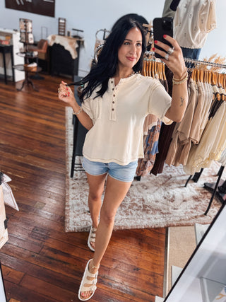 Cream & Mocha Reverse Stitch Top