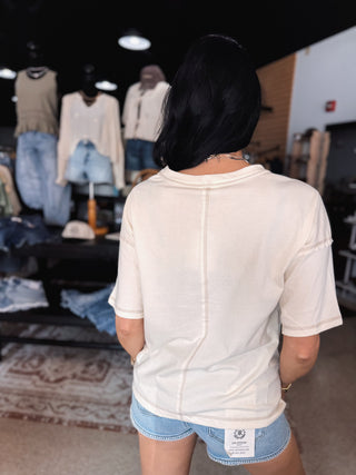 Cream & Mocha Reverse Stitch Top