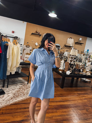 Cinch Stripe Button Down Mini Dress