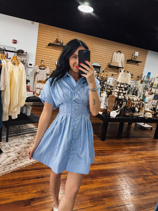 Cinch Stripe Button Down Mini Dress