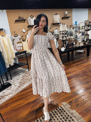 Cinnamon Vine Smocked Midi Dress