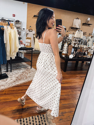 Ivory and Deep Brown Polka Dot Dress