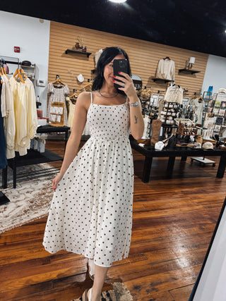 Ivory and Deep Brown Polka Dot Dress
