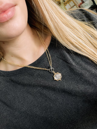 Mixed Metal Medallion Necklace