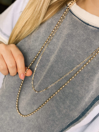 Long Layered Gold Duo Necklace