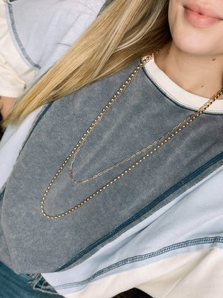 Long Layered Gold Duo Necklace
