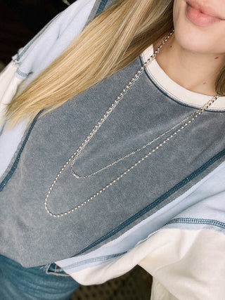 Long Layered Silver Duo Necklace