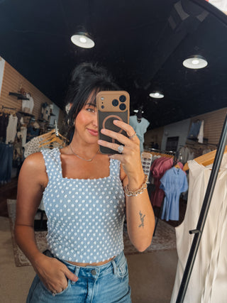 Summer Skies Swiss Dot Tank