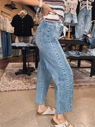 Drawstring Barrel Denim Jeans