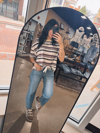 Drawstring Barrel Denim Jeans