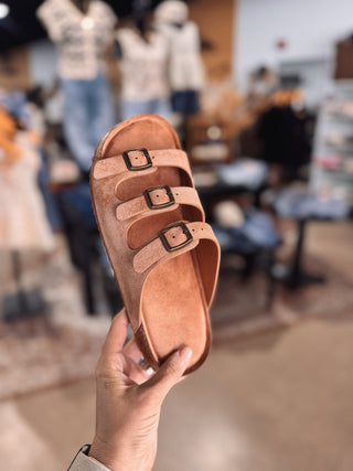 Tan Triple Buckle Sandal